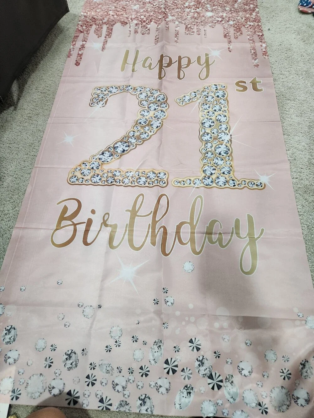 Happy 21st Birthday Backdrop - Rose Gold & Gold